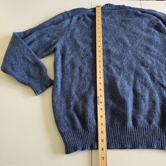 Massimo Dutti Sweater Men XL Heathered Blue LS Crewneck Wool Blend Academia FLAW - Picture 7 of 16